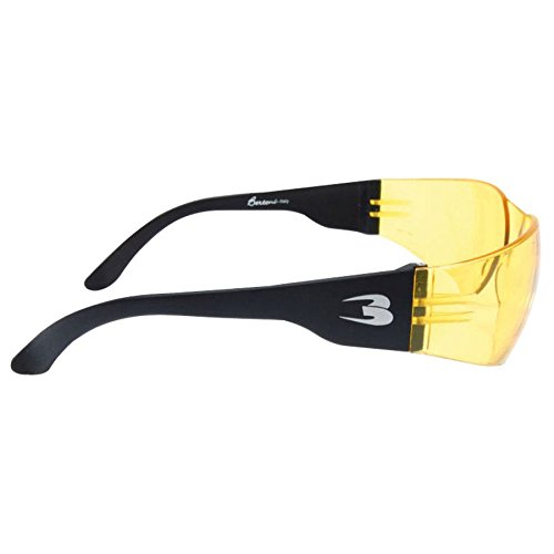 Occhiali Moto e Scooter di protezione – Anti appannamento – af151 – by Bertoni Italy, noir caoutchouc / verre jaune