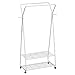 Wytrzymała stojąca metalowa półka na ubrania stojak z drążkiem do powieszenia i 2-poziomowa dolna półka do przechowywania pudełek buty stojak na ubrania (kolor: Biały, rozmiar: 45 × 82 × 168 cm)