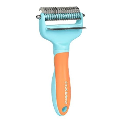 Pet Grooming Brush for Dogs/Cats, 2 in 1 Deshedding Tool & Dematting Undercoat Rake for Mats & Tangles Removing, Hair Remover, Dematting Comb, Great for Short to Long Hair Breeds (Green/Orange) Cover