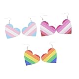 ERINGOGO 3組 彩虹条纹レザーイヤリング ドロップピアス ファッションパーティー用おしゃれアクセサリー