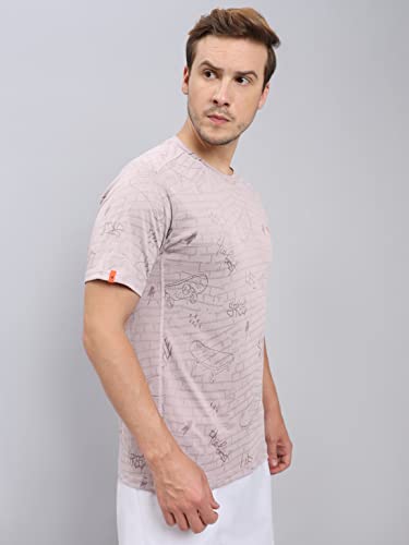 Image of TECHNOSPORT Men Polyester Regular Fit Half Sleeve Jacquard T-Shirt with Double Cool, Quick Dry & Anti Microbial for Sports, Running & Casual Use