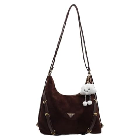 Trendy Suede Crescent Shoulder Suede Bags for Women Slouchy Satchels Crossbody Purse Travel College Tote Handbag Cover