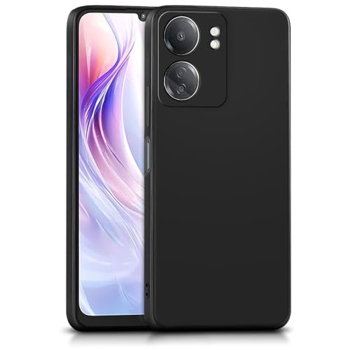 Image of WOW IMAGINE Back Cover for Redmi 13C 4G and for Poco C65 | Ultra Slim Soft Rubberised Case | Inner Velvet Fabric Lining | Matte Silicone Flexible Mobile Case | Camera Protection - Black