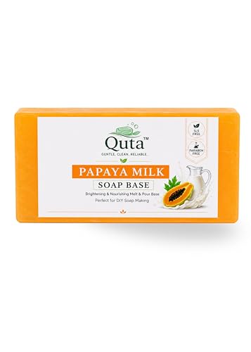 Image of Papaya Milk Soap Base for Soap Making 1kg - Organic Melt & Pour Base | Brightening & Moisturising, Creamy Finish | SLS, SLES & Paraben Free | DIY Handmade Soap Raw Material | QUTA