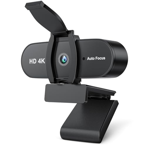OFFCUP Full HD Webcam, 4K Webcam mit Mics Geräuschunterdrückung, USB Webcam Autofokus Streaming Kamera für PC Laptop für Live-Streaming Videoanruf Konferenz Online-Unterricht Spiel