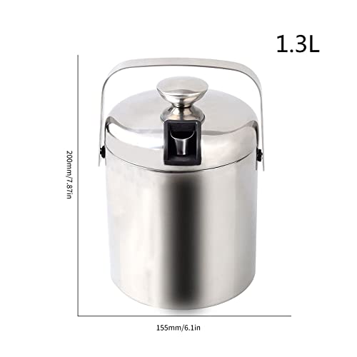 Solid Stainless Steel Ice Bucket for Cocktail bar with Strainer Airtight Lid and Tongs - Image 2