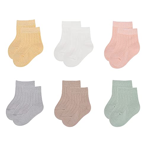 Image of VINIKNIKA 6 Pairs Baby Girls Socks - Newborn Ruffle Lace Princess Frilly Knit Cotton Socks