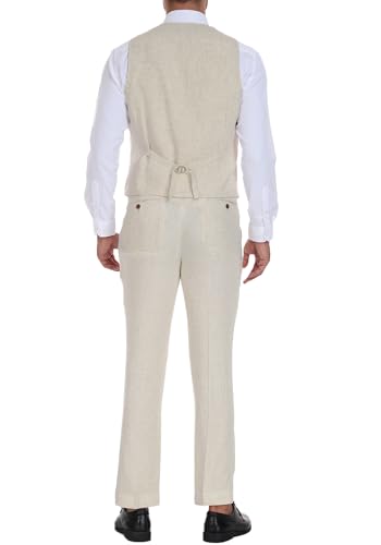 Mens Suits Linen Suit for Men Slim Fit Formal Wedding Suits 2 Pieces Tuxedo Vest Pants Sets4