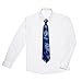 DiBanGu Boys Adjustable Tie and Pocket Square Pre-tied Zipper Necktie for Kids Wedding Party Graduation School Uniforms, Royal Blue and Silver