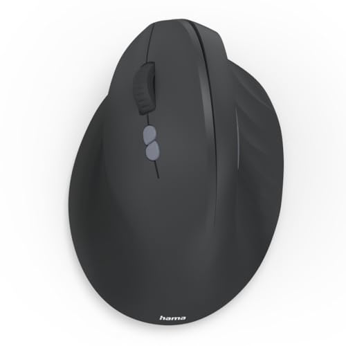 Hama | Ratón inalámbrico ergonómico para Zurdos. (Multidispositivo 3 Canales, Batería Recargable, 1800 dpi, 7 Botones silenciosos) Negro.
