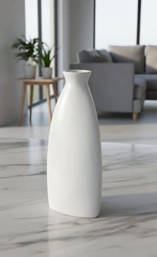 Image of Ceramic Stone Vase for Home Decor Ceramic Vase for Pampas Grass, Abstract Bubble Stacked Pebble Design, Minimalist Ceramic Vases for Flowers (White Bottle)