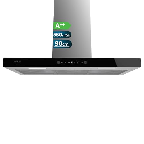 Cecotec Dunstabzugshaube 90 cm Flux TT 905500 Glas Schwarz A++. 70W, Front aus...