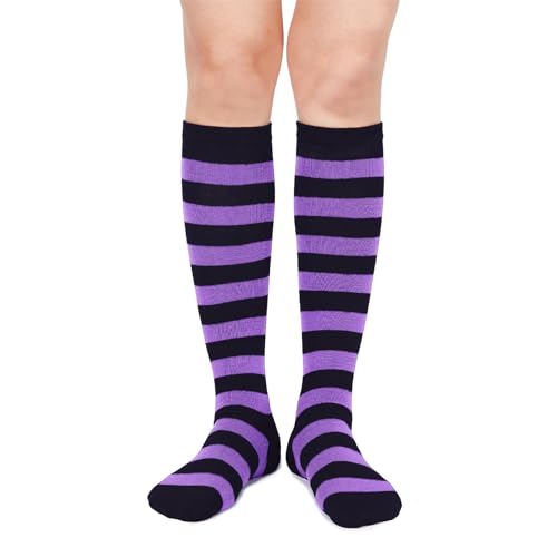 Image of Century Star Knee High Socks for Women Long Tube Socks with Stripes | Soft, Skin Friendly And Stretchy, Vibrant Colors Perfect For Daily Wear, Sports, Halloween And Christmas