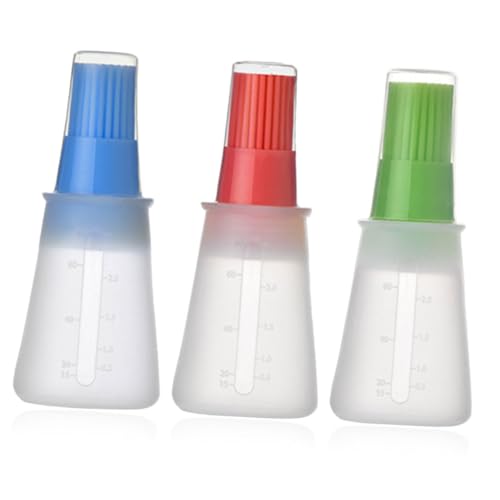 Mobestech 3Piezas Aceite de Silicona de Unidades Cepillos para Barbacoa Transparente para Salsas y Condimentos Reutilizables y Ecológicos