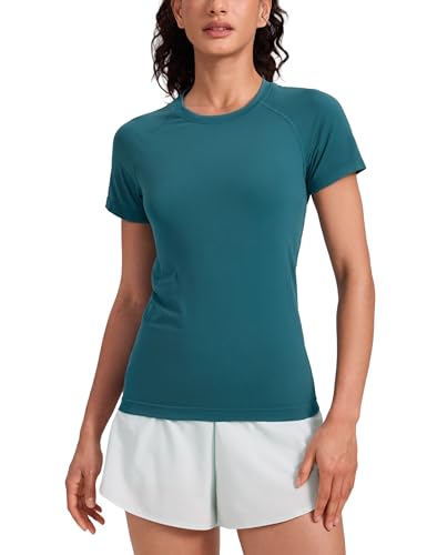Image of CRZ YOGA Seamless T-Shirt Hip Length | Training, Chafe-Free, Slim Fit, Raglan Sleeves, Mesh Vents, Workout, Short Sleeve Tops for Women