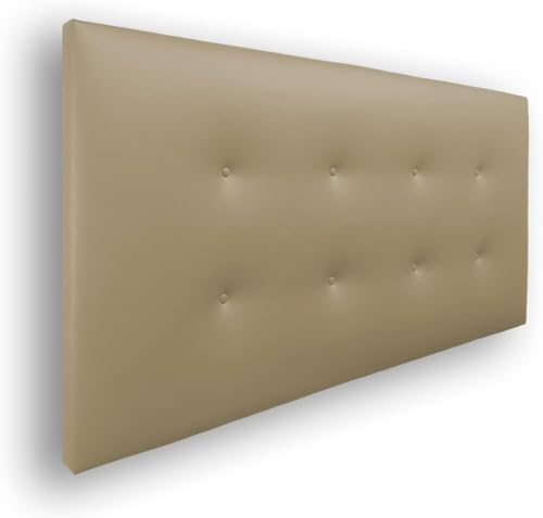 Silcar Home - Cabecero de Cama Carlo 135 Beige - Estructura de Madera, Tapizado en Polipiel, Diseño Moderno con Dos hileras Botones, Fácil Instalación - Polipiel Beige, 135 cm