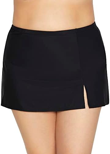 Penbrooke Women's Plus Size Swimwear Side Slit Skirt Tummy Control Full Coverage Swim Bottom Separate, Black, 22W