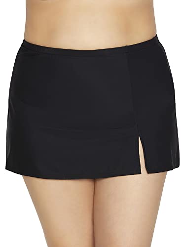 Penbrooke Women's Plus Size Swimwear Side Slit Skirt Tummy Control Full Coverage Swim Bottom Separate, Black, 22W #TOP1