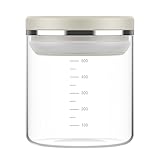 TrendPlain Air Tight Containers for Food - Pop Up High - Grade Borosilicate Glass Container with Stackable Lids - Storage Containers for Pantry, Cereal, Coffee, Rice, Flour 17 Oz / 500 ML, White