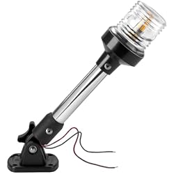 DDL Anchor Light,White LED Stern Light for Boat 3 Nautical Mile Bimini Top Lights Fold Down Pontoon Light All Round 360 12~24V, 9''