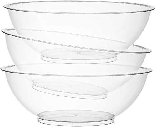 Set of 3 | 10-inch Vista Plastic Serving bowls, Salad and Snack Bowl, for Side Dishes, Round