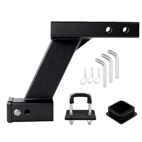 10000 LBS Heavy Duty Hitch Extension Riser 2 Receiver | 9/11 Adjustable Length 10 Drop Offset Adapter NOT DropDown Style Comes with 3 Hitch Pins Stabilizer & Cap Fits Standard 2 Receivers