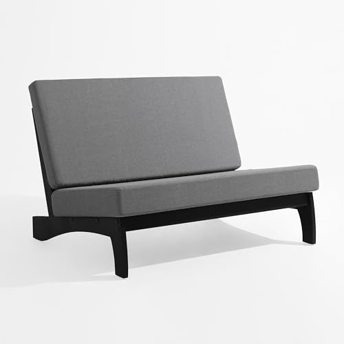 Image of Pia Ricoo 1-Piece Patio Furniture Set, Outdoor Loveseat with 4.5-Inch Thick Cushions, All-Weather Outdoor Sofa for Backyard, Deck, Lawn - Gray /Dark
