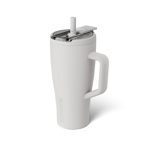 Image of BruMate Era Flip 30oz Tumbler with 100% Leakproof Covered Straw Lid | Hygienic Covered Straw | Insulated Stainless Steel Water Bottle with Handle | Cup Holder Friendly | BPA-Free (Dune)