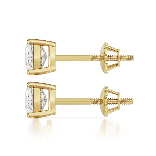 14K Solid White or Yellow Gold Lab Grown Moissanite Stud Earrings – Round, Oval, or Cushion Cut – Screw Back or Push Back – Luxury Fine Jewelry Gift for Women – by Jewelaura3