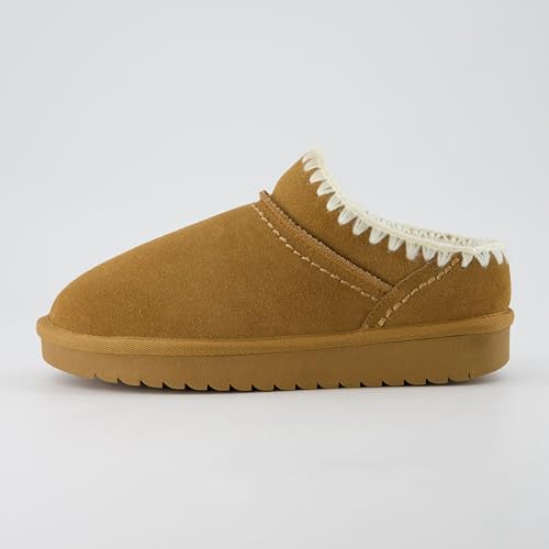 CUSHIONAIRE Homemade Women’s Suede Mule Slippers with Memory Foam & Warm Faux Fur Lining – Wide Widths, Indoor/Outdoor Use2