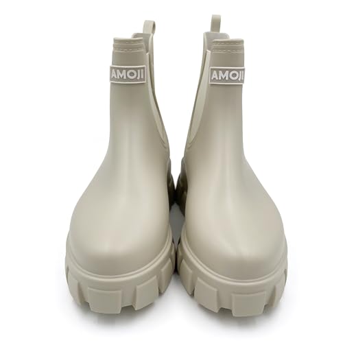 Image of Amoji Unisex Ankle Chelsea Rain Platform Rubber Waterproof Boots 917