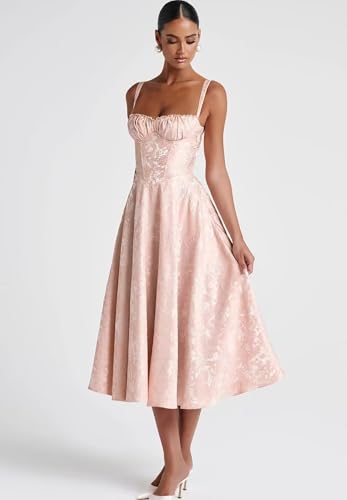 Jacquard Satin Prom Dresses Tea Length Spaghetti Straps Sweetheart Formal Wedding Party Evening Gown2