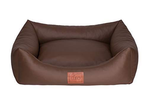 Leo4dog. Sofa Natalie. Hundebett, Kunstleder. Hundekissen. Hundesofa. 4 Größen (M 80x60 cm, Braun)