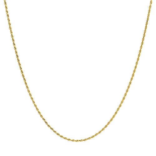 NYC Sterling Unisex Sterling Silver 2mm Diamond Cut Italian Made Rope Chain Necklace (20, Gold-Plated-Silver)