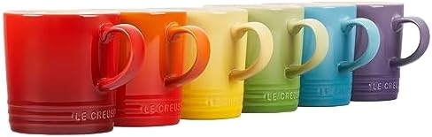Le Creuset Stoneware Set of 6 London Mugs, 12 oz. Each, Multi-Col...