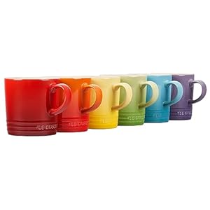 Le Creuset Stoneware (Set of 6) London Mugs, 12 oz. Each, Multi-Color
