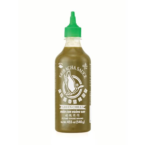 Flying Goose Sriracha Hot Green Chilli Sauce • Vegan • Gluten Free, 15.39 fl oz ℮ 455 ml ℮ 540 g