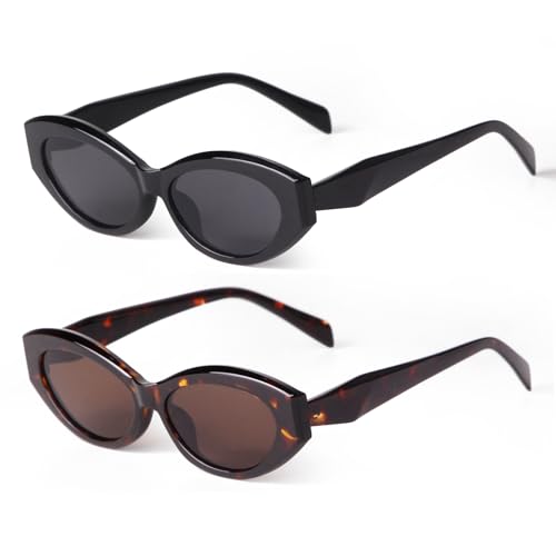 ADE WU Retro Oval Cat Eye Sunglasses for Women Vintage 90s Small Cute Oval Shape Sun Glasses4