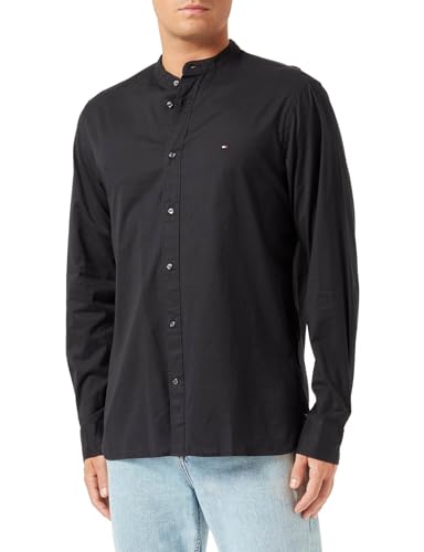 Tommy Hilfiger Hombre Camisa Natural Soft manga larga, Negro (Black), M