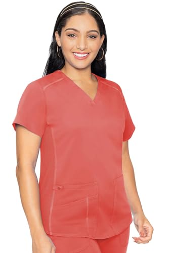 Med Couture Tunique Infirmière Col V pour Femmes 4 Poches MC7459 XS Corail