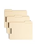 Smead 100% Recycled Fastener File Folder, 2 Fasteners, Reinforced 1/3-Cut Tab, Letter Size, Manila, 50 per Box (14547)