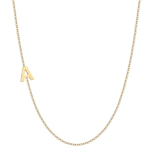 14k Sideways Initial Gold Necklace w Solitaire Diamond, Custom Multiple Letter Necklace, Personalized Solid Gold Initial Diamond Letter Necklace, Personalize Birthstone Bridesmaid Gift.3