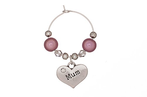 Mamá vino encanto de cristal con claro Rhinestone hecho a mano por Libby 's Market Place