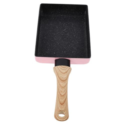 Holibanna Sartén Antiadherente de Piedra Maifan para Tortillas y Huevos Pequeña y Ligera para Cocina de Inducción y Gas con Diseño para Colgar Color Madera Rosa