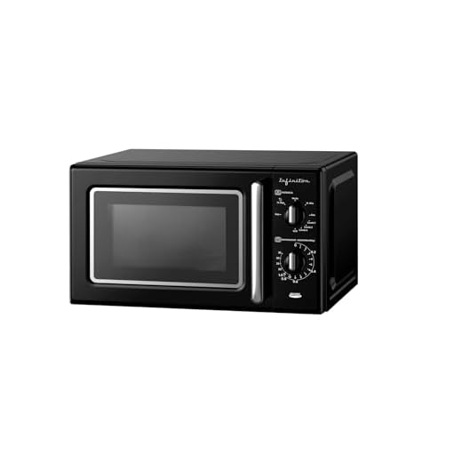 INFINITON Microondas 20 L MW-RT20B, 700 W, 9 Programas, Grill 1000 W, Negro, Acabado Vintage