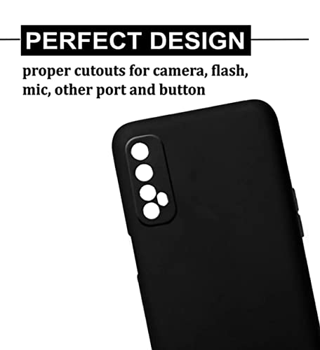 Image of Mobile Back Cover Case for Realme 7 Narzo 20 (Silicone Case|CameraProtection|Black SC1510)
