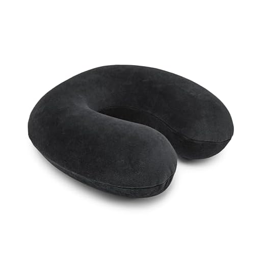 Amazon Basics Cuscino per il collo, in memory foam, 1 unità, Semicircolare, Nero