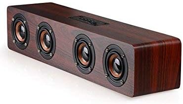 Wireless Bluetooth Speaker Bass Stereo System, Bookshelf Speaker Surround Sound Systems, Wooden, 4 Loudspeaker, with 8 Hour Playtime, Support 12W TF Card AUX, Built-in Microphone for Calls