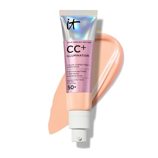 IT Cosmetics Your Skin But Better CC+ Cream Illumination, Light Medium (C) - Color Correcting Cream, Full-Coverage Foundation, Hydrating Serum & SPF 50+ Sunscreen - Radiant Finish - 1.08 fl oz