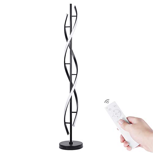 ELINKUME Lámpara de pie LED con control remoto, negro espiral regulable lámpara de sala de estar, moderno creativo iluminación decorativa, ahorro de energía temperatura multicolor lámpara interior Cover